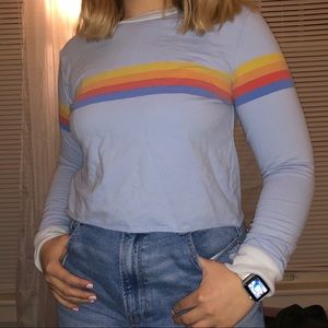 Full Tilt Cropped Stripe Long Sleeve Top
